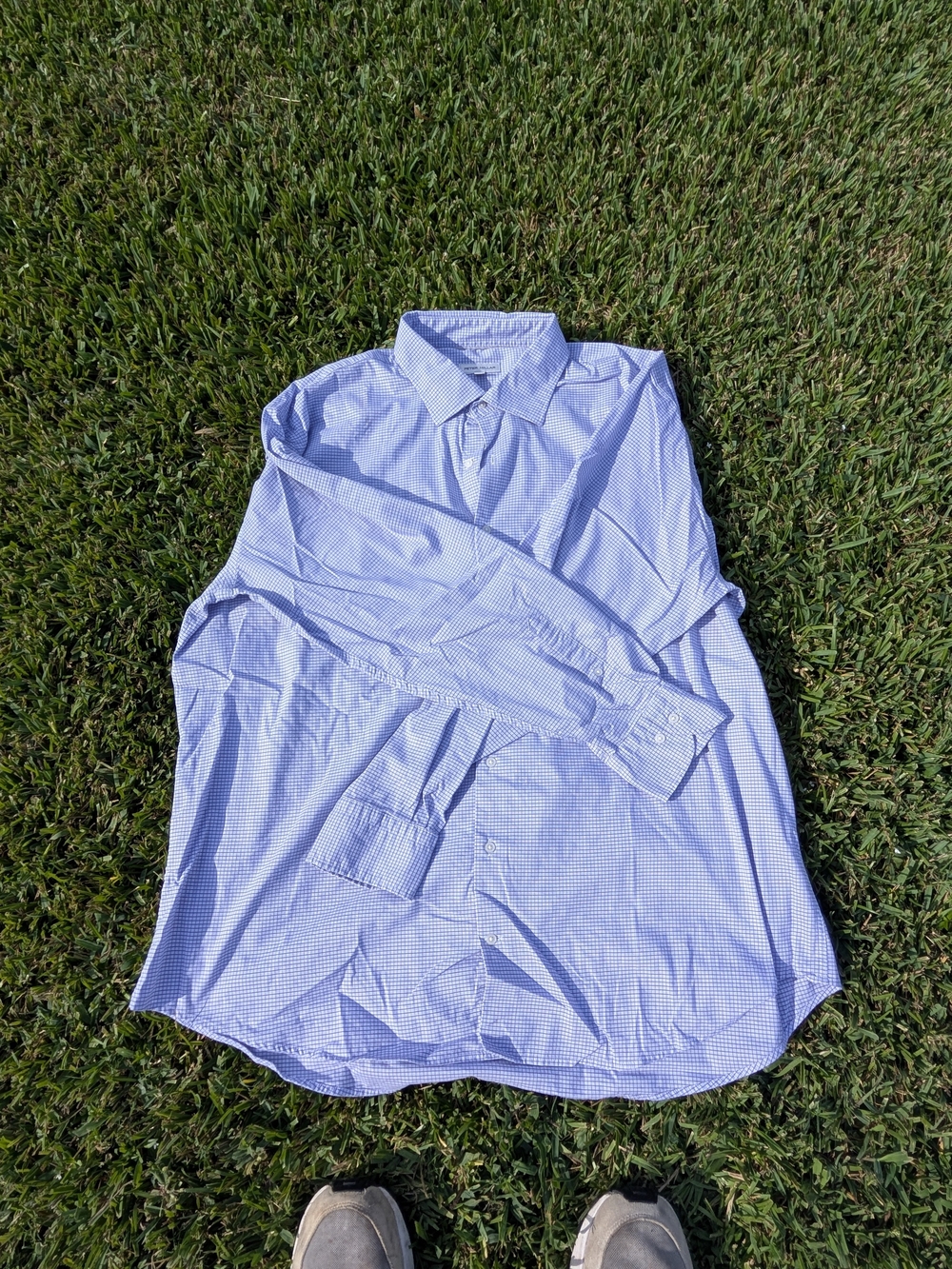 Peter Millar Light Blue Micro-Check Dress Shirt